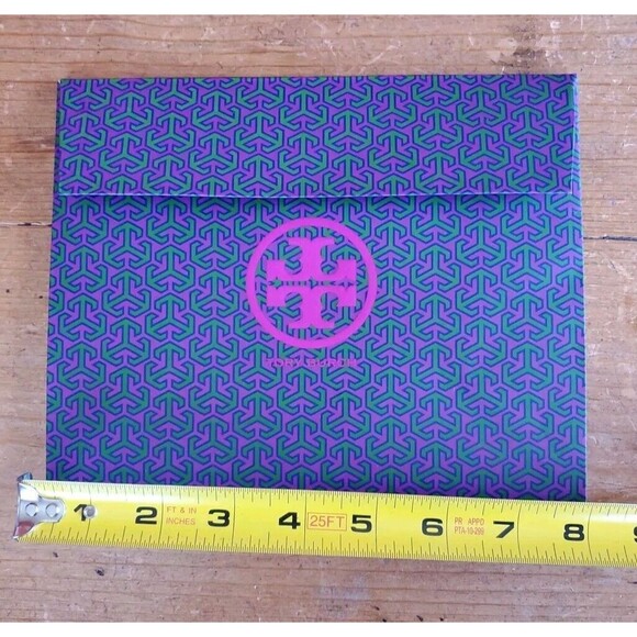 Tory Burch Large And Small Logo Purple & Green Gift Bag 16"x16"x6" 8x6.5x3.5 - Picture 5 of 8